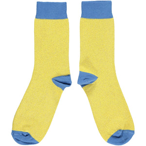 Catherine Tough: Women's Organic Cotton Glitter Crew Sock in Lemon (Size 6.5-9.5)